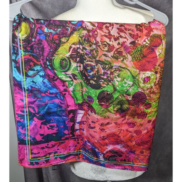 Lorenzo Vittani Bright Rainbow Abstract Square Scarf - Picture 7 of 7